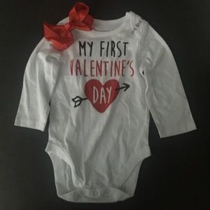 Valentine's Day Onesie + Hair Bow-The Children's Place-New-100% Cotton